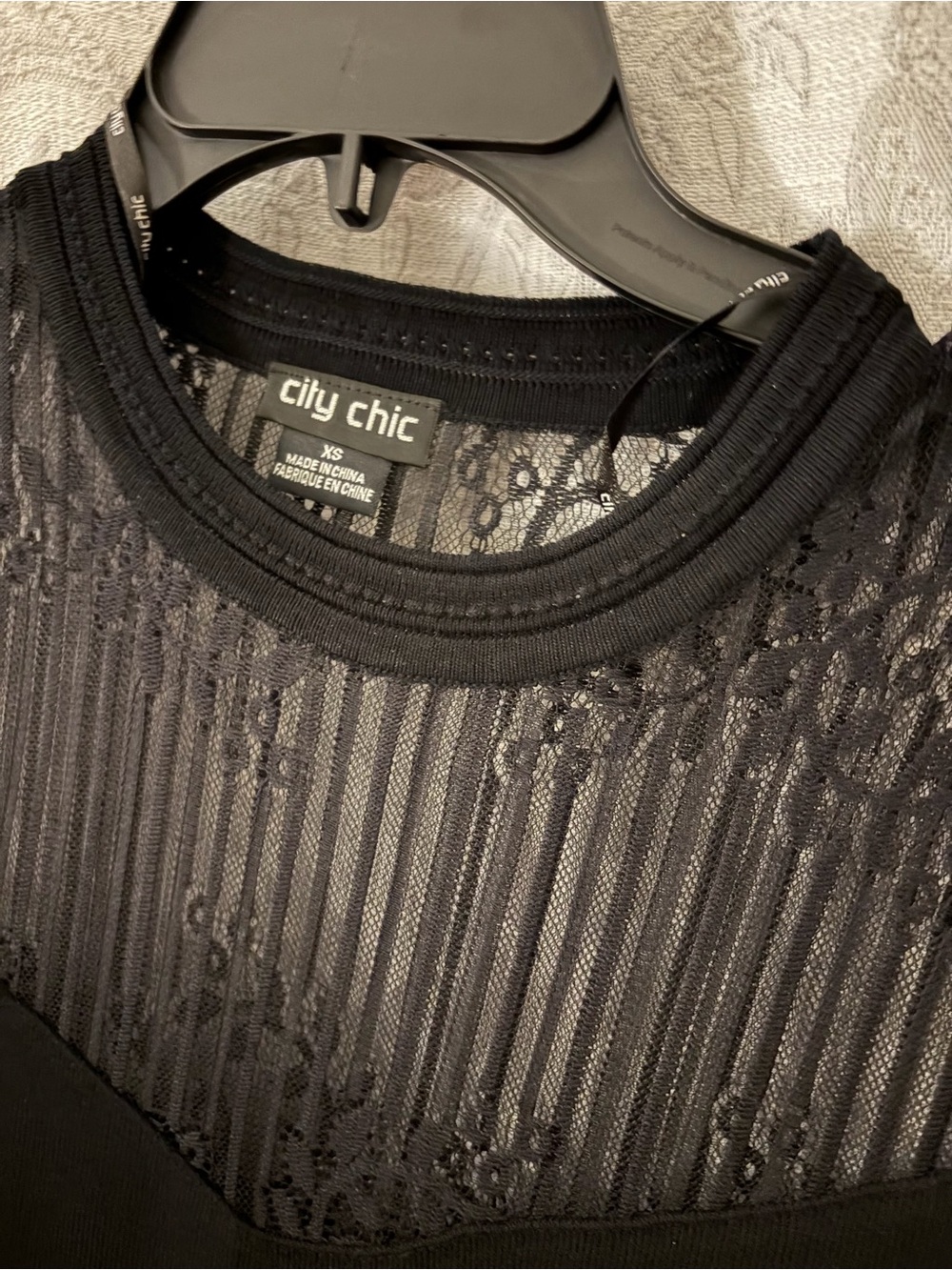 City Chic women’s Black knit Lace Panel long sleeve dress Sz 14w XS never worn - Picture 7 of 11